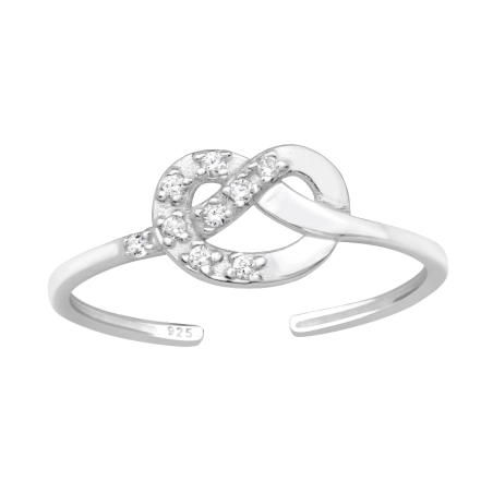 Heart Knot with cubic zirconia - 925 Sterling Silver Toe Rings