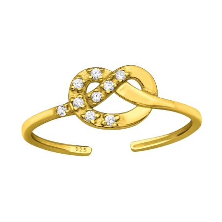 Heart Knot with cubic zirconia - 925 Sterling Silver Toe Rings