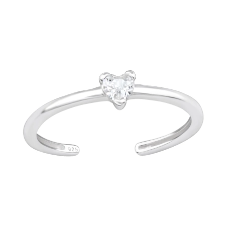 Heart with cubic zirconia - 925 Sterling Silver Toe Rings