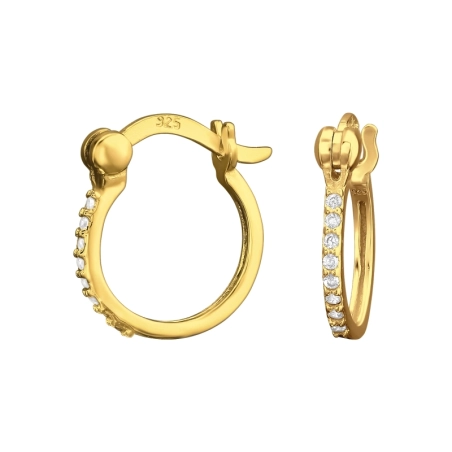 Golden Round mit Zirconia - 925 Sterling Silver Ear Hoops
