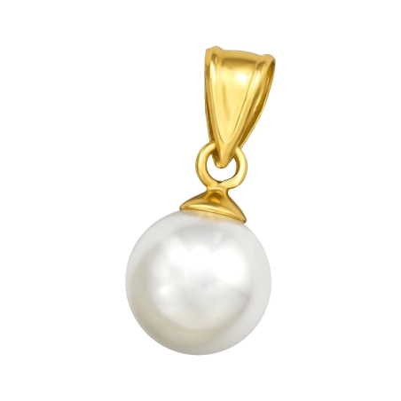Pearl 8mm golden - 925 Sterling Silver Pendants 