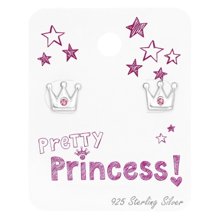 Crown with pink zirconia - 925 Sterling Silver Jewellery Sets For Kids