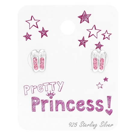 Ballerina Shoes with Rose Crystalls - 925 Sterling Silver Jewellery Sets For Kids