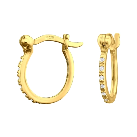 Golden round earrings - 925 Sterling Silver Ear Hoops