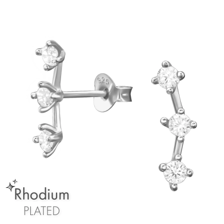 Zirconia Ear Studs  - 925 Sterling Silver Ear Studs With Zirconia Stones