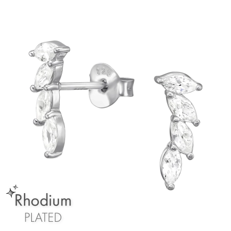 Marquise with zirconia - 925 Sterling Silver Ear Studs With Zirconia Stones