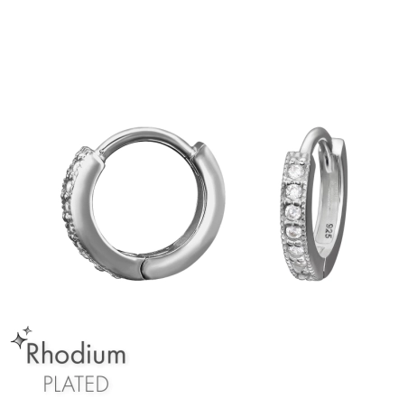 Huggies with  zirconia - 925 Sterling Silver Huggies