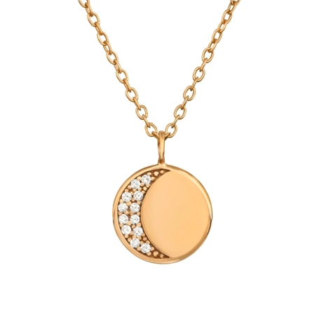 Moon with Zirconia - 925 Sterling Silver Necklace With Stones