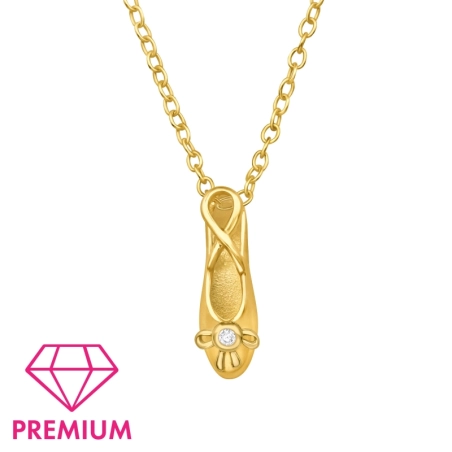 Ballet Shoe - Premium* - 925 Sterling Silver Necklaces With Silver Chains