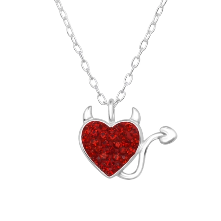 Devil Heart - 925 Sterling Silver Necklace with stones