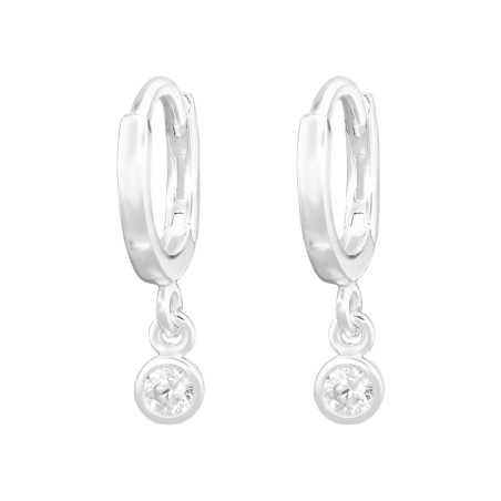 Huggies  with zirconia - 925 Sterling Silver Huggies