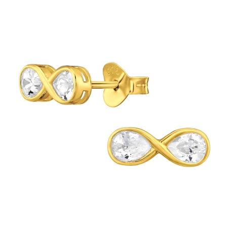 Infinity with Zirconia - 925 Sterling Silver Ear Studs With Zirconia Stones