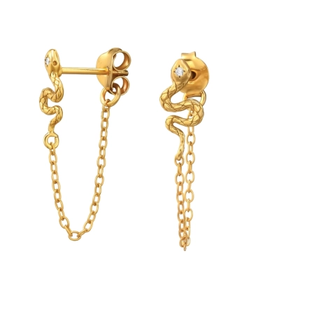 Golden Snake Ear Studs - 925 Sterling Silver Double-Sided Ear Studs