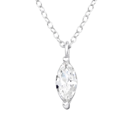 Marquise with Zirconia stones - 925 Sterling Silver Necklace With Stones