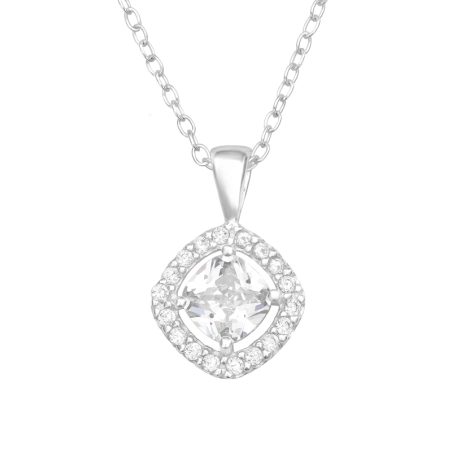 Shiny Zirconia  - 925 Sterling Silver Necklace With Stones