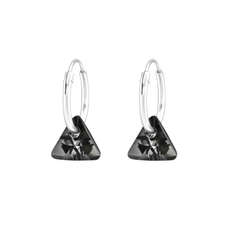Triangle Earrings - 925 Sterling Silver Earrings With Crystal Stones