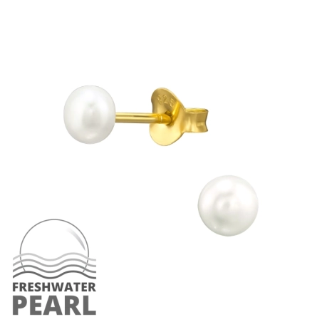 4mm - 925 Sterling Silver Ear Studs with Pearls