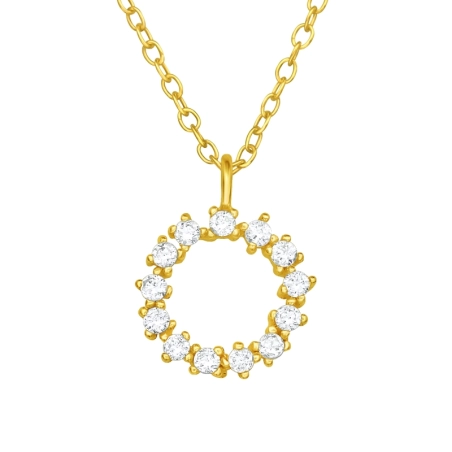 Sparkling Round  - 925 Sterling Silver Necklace With Stones
