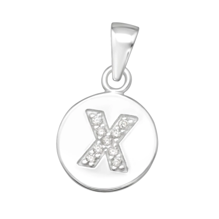 Letter X with Zirconia - 925 Sterling Silver Pendants With Zirconia Stones