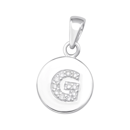 Letter G with Zirconia - 925 Sterling Silver Pendants With Zirconia Stones