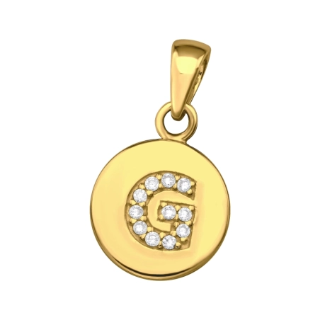 Letter G with Zirconia - 925 Sterling Silver Pendants With Zirconia Stones