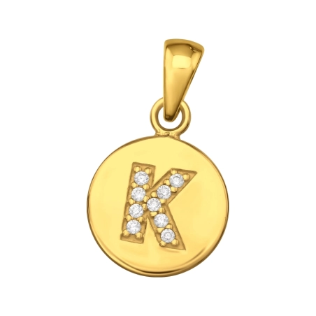 Letter K with Zirconia - 925 Sterling Silver Pendants With Zirconia Stones