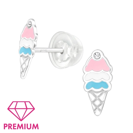 Ice Cream Ear Studs - Premium* - 925 Sterling Silver Ear Studs With Enamel Colors