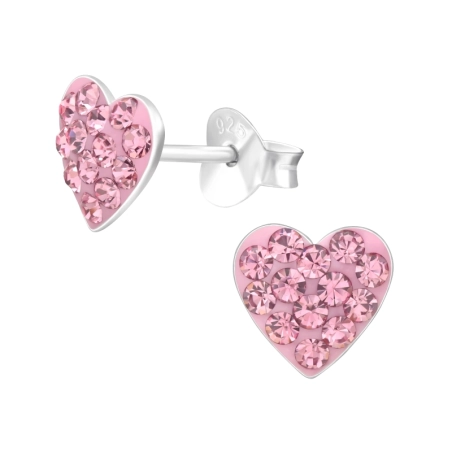Heart full of crystals - 925 Sterling Silver Ear Studs With Stones