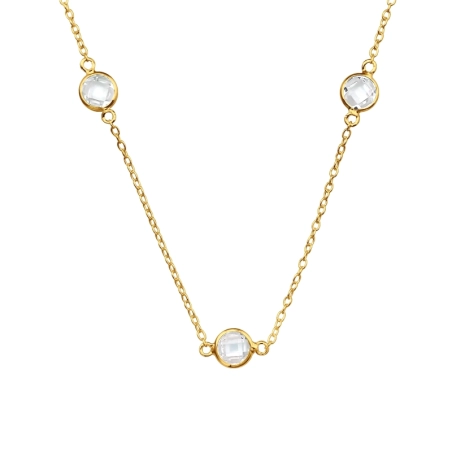 Round necklace with zirconia  - 925 Sterling Silver Necklace With Stones