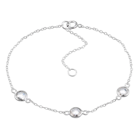 Tripple 5mm Round Zirconia with extension Silver chain bracelet Jewellery | All4silver