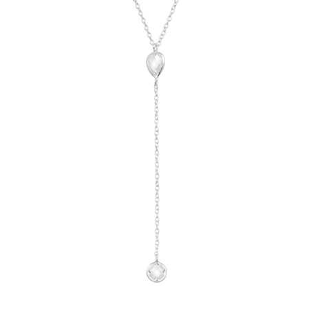 Hanging chain with zirconia at the end - 925 Sterling Silver Necklace With Stones