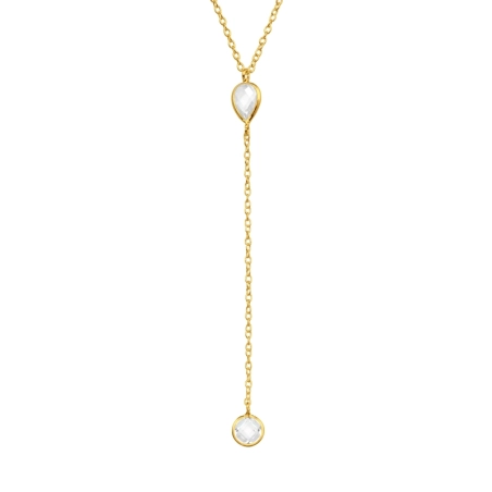 Geometric necklace with cubic zirconia - 925 Sterling Silver Necklace With Stones