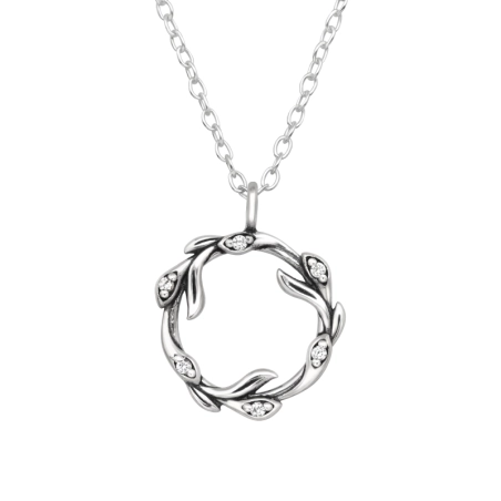 Leaf vintage - 925 Sterling Silver Necklace With Stones