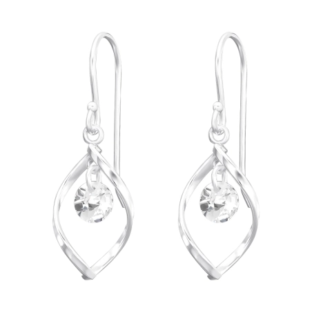 Rhombus with Zirconia hanging  - 925 Sterling Silver Earrings With Zirconia Stones