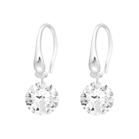 8mm zirconia on special hook - 925 Sterling Silver Earrings With Zirconia Stones