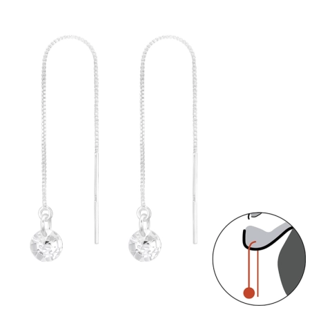5mm Zirconia go through ear - 925 Sterling Silver Earrings With Zirconia Stones