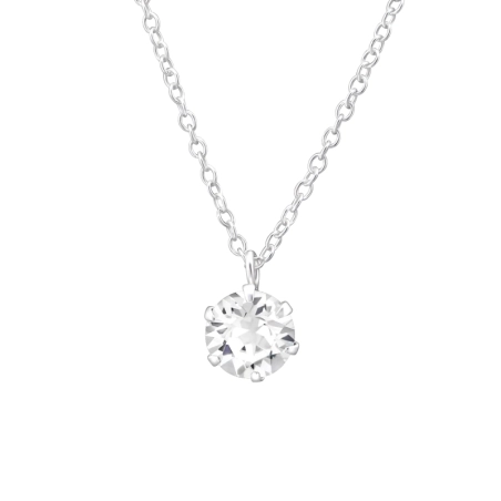 Round 6mm - 925 Sterling Silver Necklace with stones