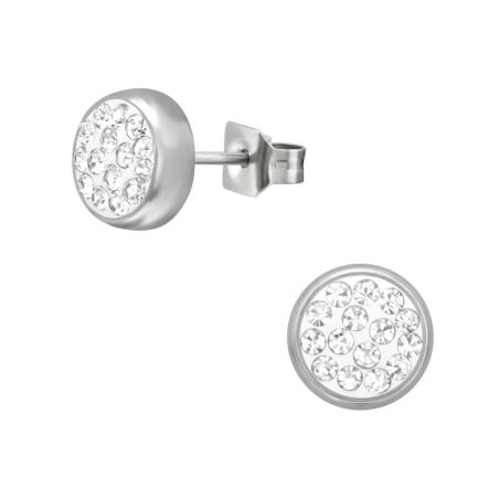 Round 6mm crystal - 316L Surgical Grade Stainless Steel Steel Ear Studs