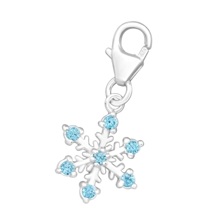Snowflake with zirconias - 925 Sterling Silver Charms With Split Ring