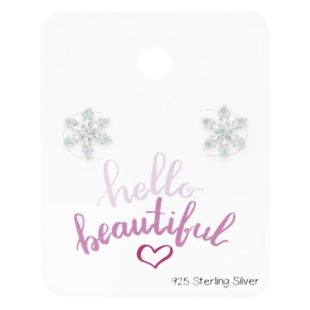 Snowflake zirconia on card - 925 Sterling Silver Jewellery Sets