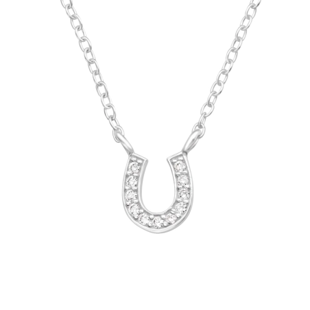 Horseshoe with zirconias - 925 Sterling Silver Necklace With Stones
