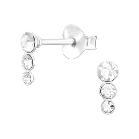 Stalactite made from 3 crystals - 925 Sterling Silver Ear Studs With Crystal Stones