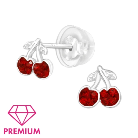 Cherry - Premium* - 925 Sterling Silver Ear Studs With Stones