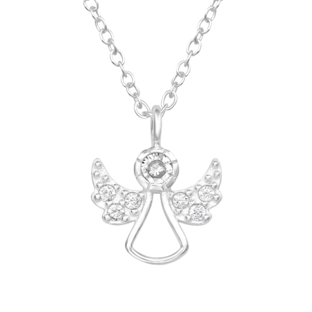 Angel Wing - 925 Sterling Silver Necklace with stones