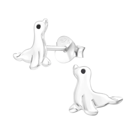 Seal - 925 Sterling Silver Ear Studs without stones