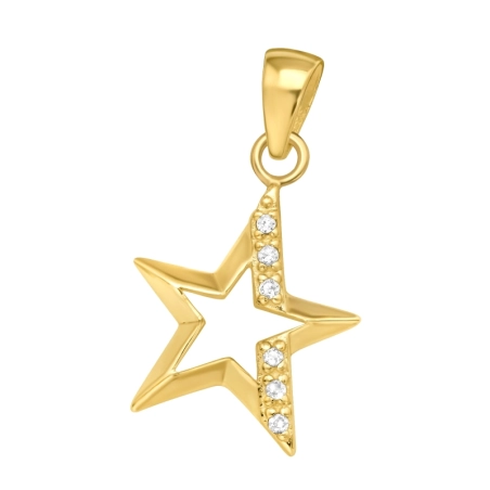 Golden Star with stones - 925 Sterling Silver Pendants With Zirconia Stones