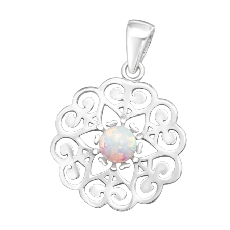 Flower - 925 Sterling Silver Pendants with Zirconia stones