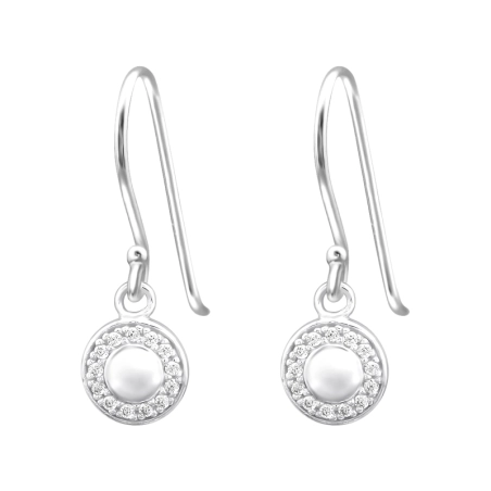 Round with zirconias - 925 Sterling Silver Earrings With Zirconia Stones