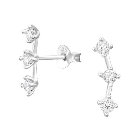 Star Constellation - 925 Sterling Silver Ear Studs With Zirconia Stones