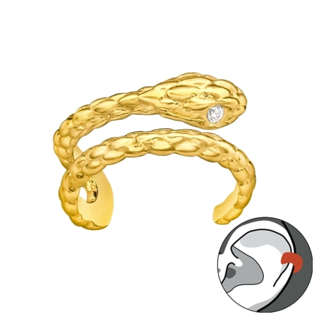 Golden Snake earcuff - 925 Sterling Silver Ear Cuffs And Ear Pins